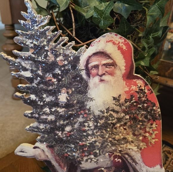 RAGON HOUSE - VINTAGE DESIGN GLITTERED SANTA - 18" - STAND UP - Picture 2 of 5